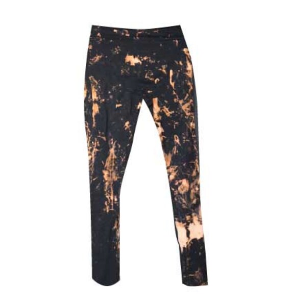 Black Bleach Acid Wash Leggings 