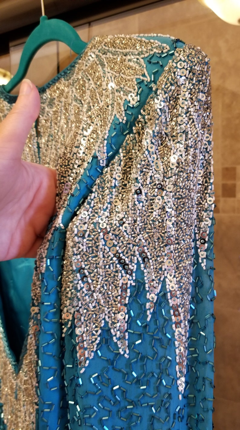 Oleg Cassini Black Tie beaded silk dress