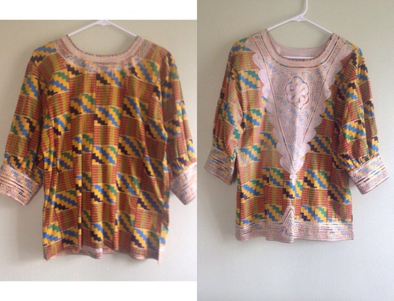 vintage 60’s PSYCHEDELIC DASHIKI TUNIC - small, m… - image 1