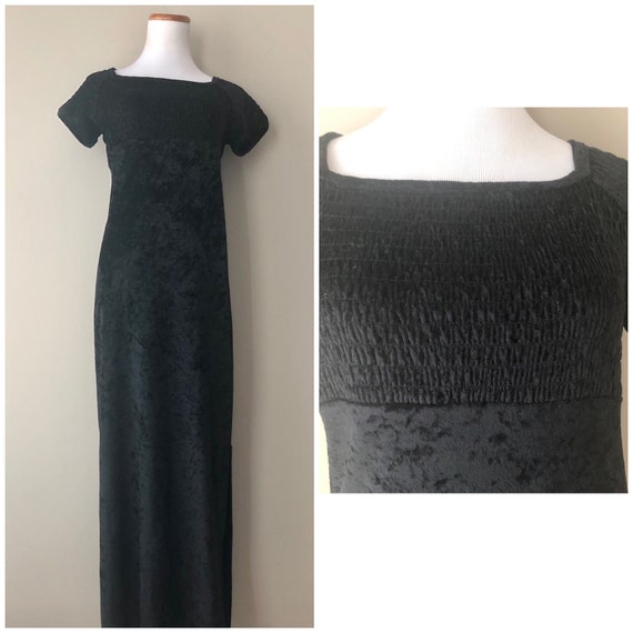 vintage 90’s BLACK VELVET MAXI dress - small - image 1