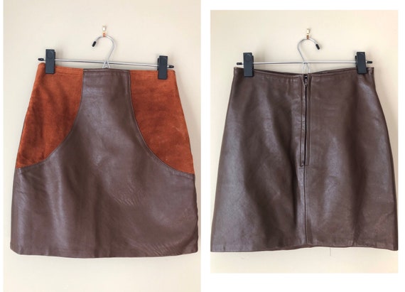 vintage 60’s TWO TONED LEATHER mini skirt - small