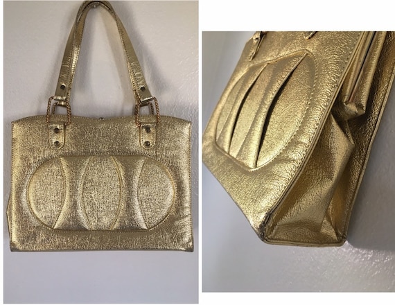 vintage 60's GOLD METALLIC HANDBAG