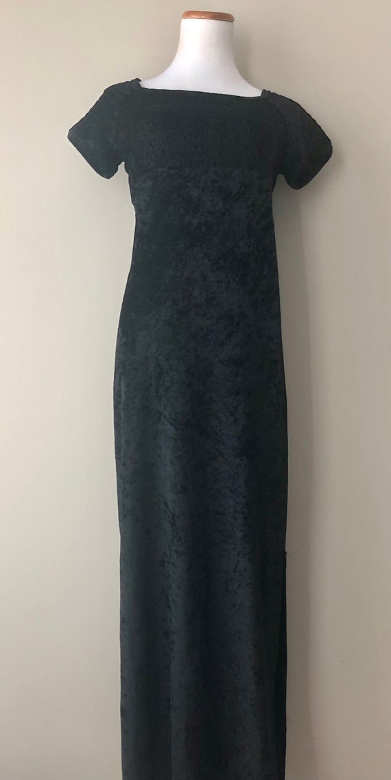 vintage 90’s BLACK VELVET MAXI dress - small - image 3