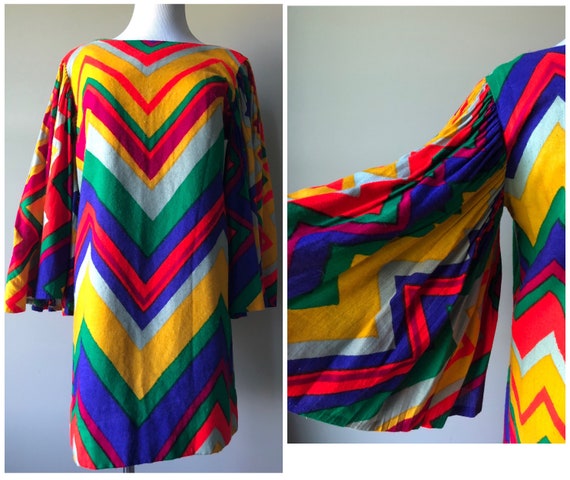 vintage 60’s CHEVRON MOD MINIDRESS - small