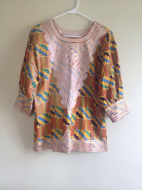 vintage 60’s PSYCHEDELIC DASHIKI TUNIC - small, m… - image 3