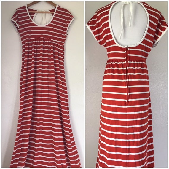 red and white striped maxi dress