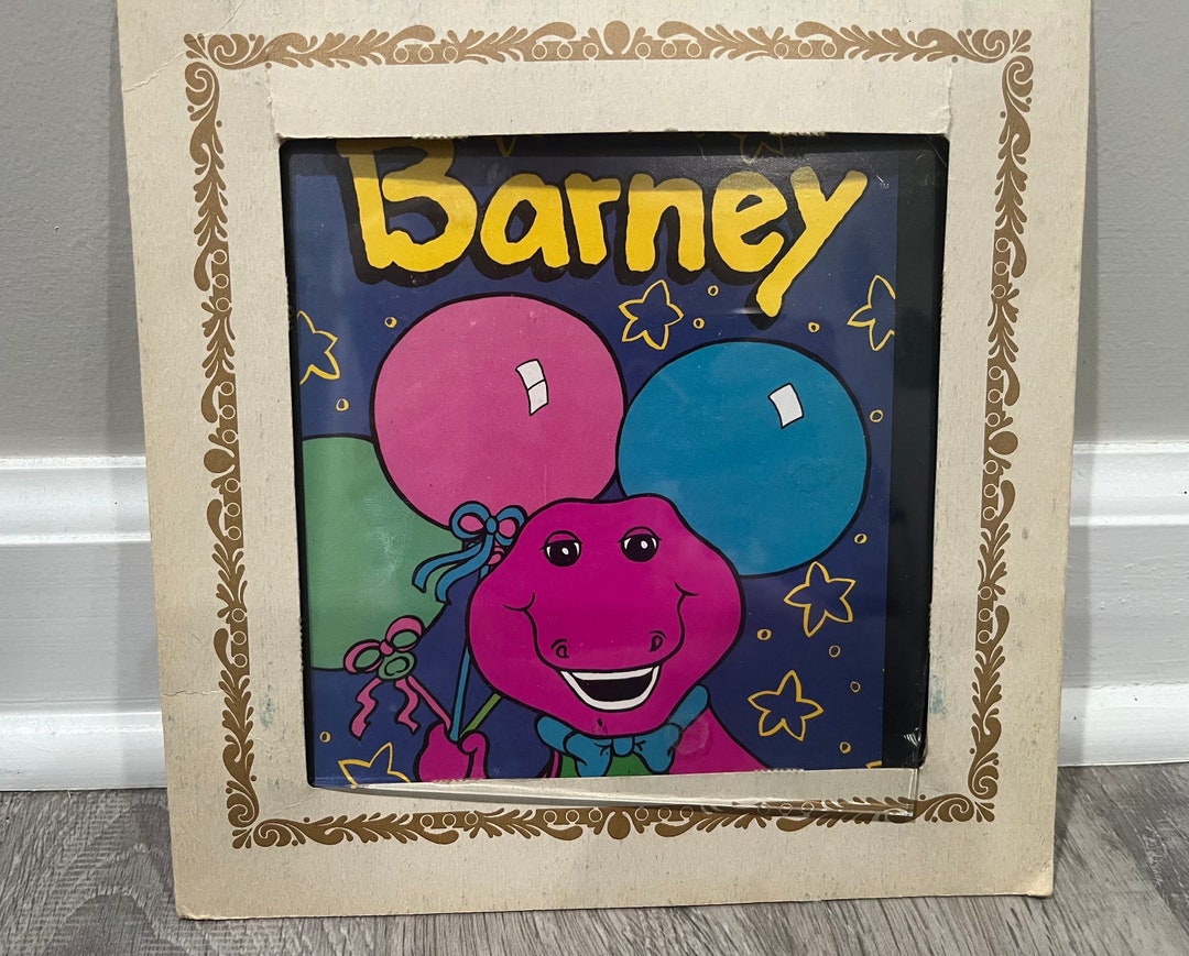 Vintage 1990s BARNEY the DINOSAUR glass wall hanging - Etsy.de