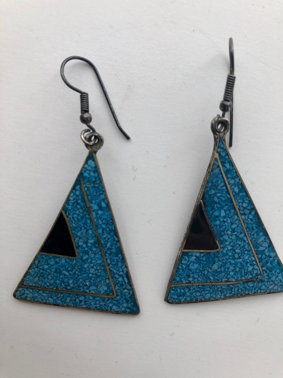 vintage 70’s TURQUOISE TRIANGLE EARRINGS