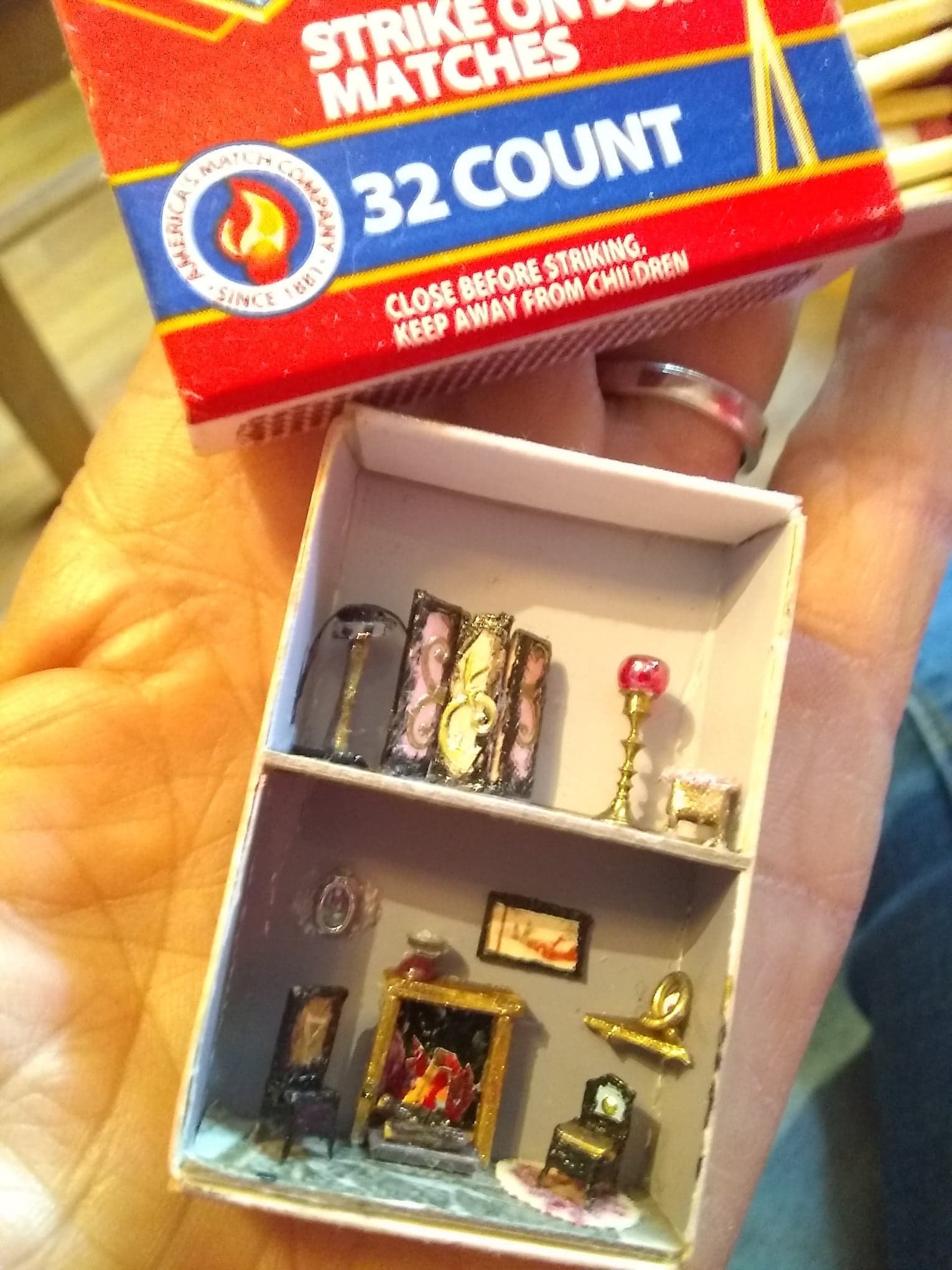 Two Story Micro Matchbox Dollhouse Roombox Room Box Miniature Etsy