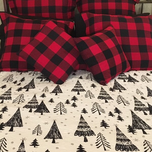 Red Plaid Sofa Throw Etsy