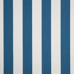 Sunbrella Cabana Regatta, blue and white striped outdoor fabric, pillow or boxed cushion covers. Custom sizes