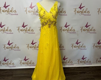 Queen Clarion Dress & Crown / Yellow Formal Dress / Yellow Elegant Dress / Yellow Prom Dress / Yellow Homecoming Dress / Yellow Fairy Dress