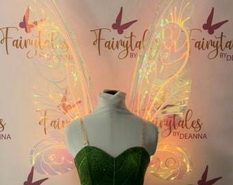 Light Up Tinker Bell Inspired Fairy Wings / Fiber Optic Tinkerbell Fairy Wings / Fairy Wings Adult / Adult Fairy Wings / Cosplay Wings