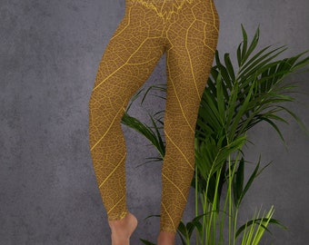 Rehknäufe Leggings / Braune Blatt Leggings / Damen Leggings