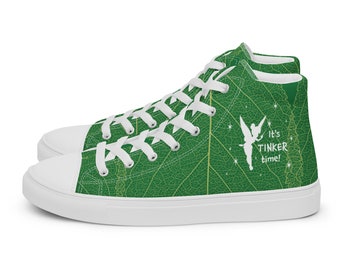 Tinker Time Women’s high top canvas shoes / Tinkerbell converse shoes / Tinker Bell tennis shoes / Tinker Bell shoes / Tinkerbell shoes
