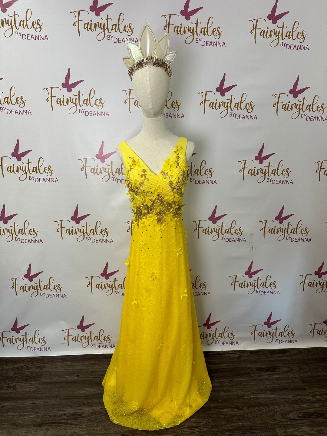 Queen Clarion Dress & Crown / Yellow Formal Dress / Yellow Elegant