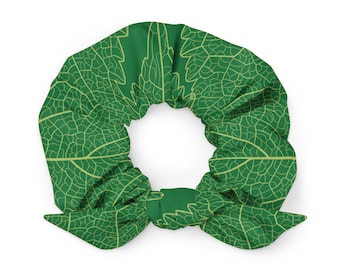 Tinker Bell Scrunchie / Green Leaf Print Scrunchie / Tinkerbell Scrunchie / Fairy Hair Scrunchie