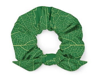 Tinker Bell Scrunchie / Green Leaf Print Scrunchie