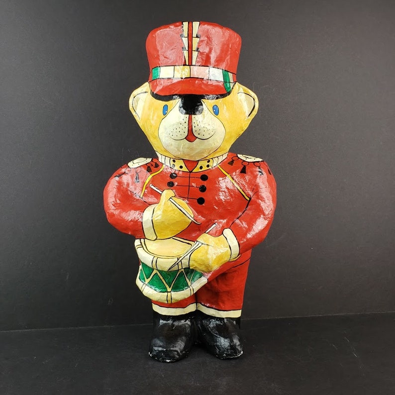 Vintage Paper Mache Nutcracker Soldier Teddy Bear Christmas Etsy