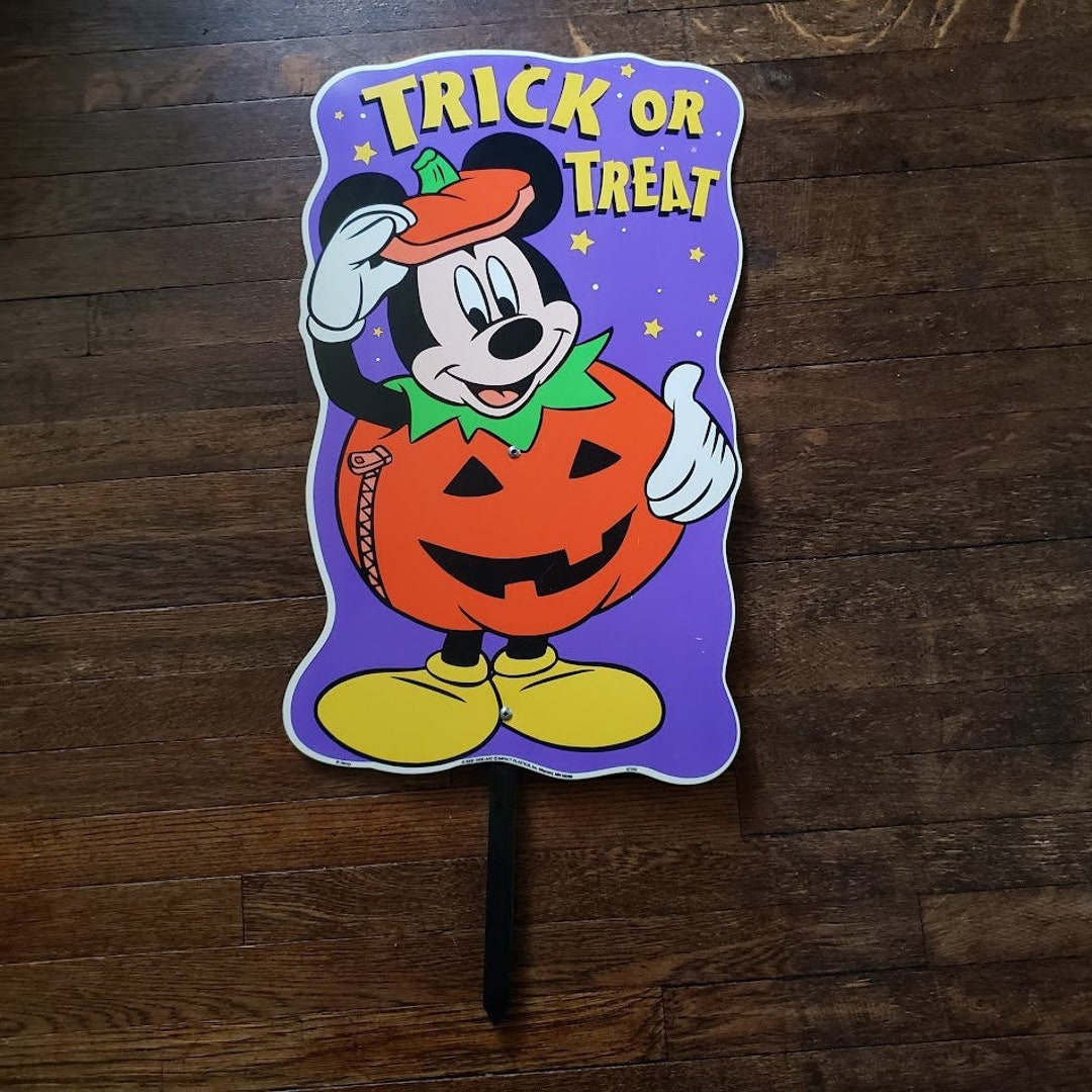 Disney Mickey Mouse Halloween Yard Art Sign 2000 Thick Plastic Etsy
