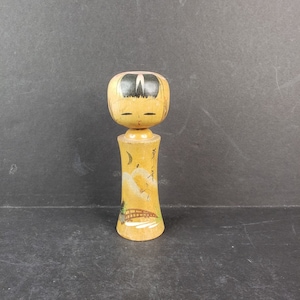 Vintage Japanese Kokeshi Bobblehead Doll Made in Japan Hand Painted Wood 4 3/4&quot;