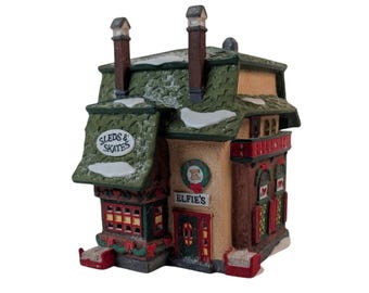 Abteilung 56 Elfie's Sleds & Skates Beleuchtetes Weihnachtsdorf Haus Vintage 1992