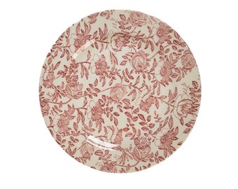 Churchill Pink Peony Dinner Plate Vintage Loza de barro hecha en Inglaterra 10 1/4" de diámetro