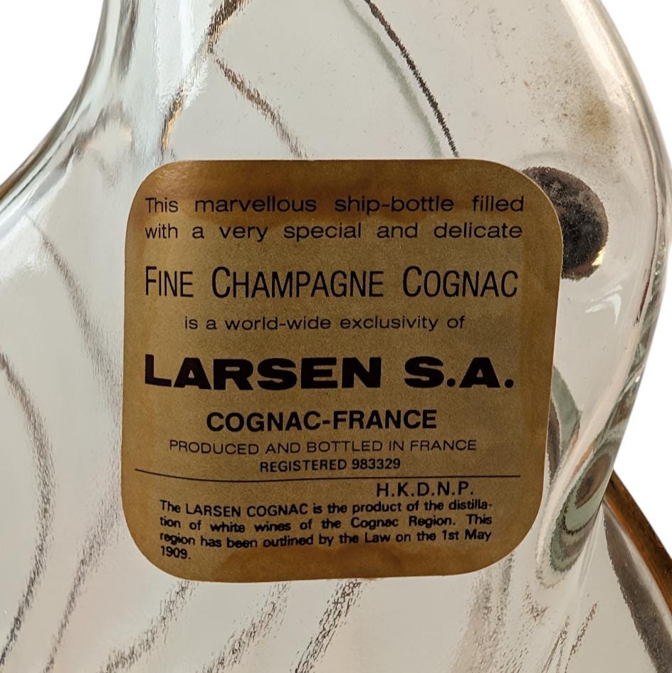 Larsen Viking Ship Invincible Cognac Liquor Bottle Collectible