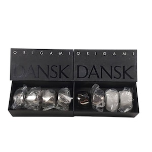 Vintage Dansk Origami Napkin Rings Set of 8 Talc Chrome Mid Century Modern Discontinued