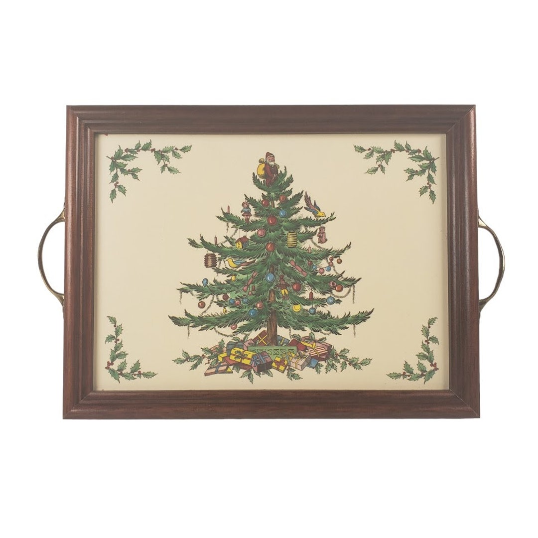 Vintage Pimpernel Spode Christmas Tree Serving Tray Cork Back Etsy