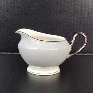 Lyric Castleton China Company Cream Pitcher Creamer Jug Gray with Silver Rims Rings Handles