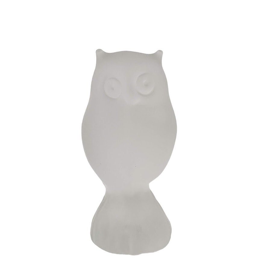 Glass Owl Figurine Frosted Satin Glass 3 1/4" Tall Unmarked