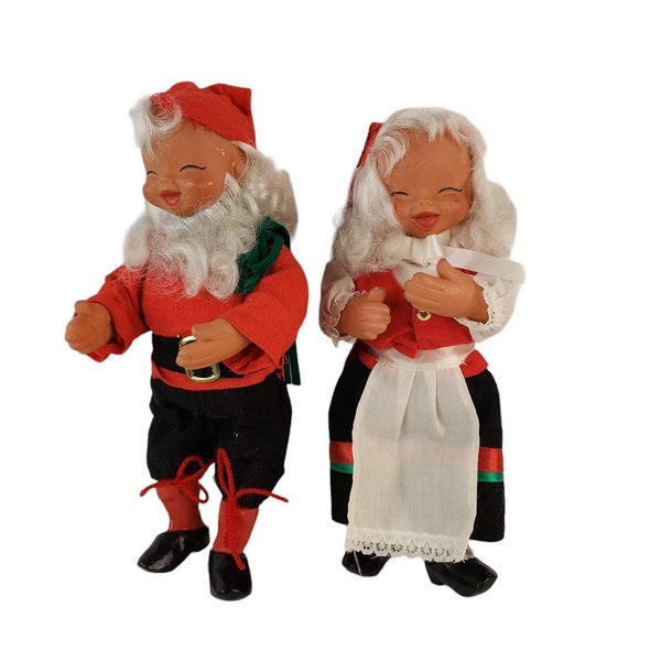 Vintage Danish Nisse Christmas Pixie Dolls Father and Mother Scandinavian Nissefar Og Mor Made in Denmark