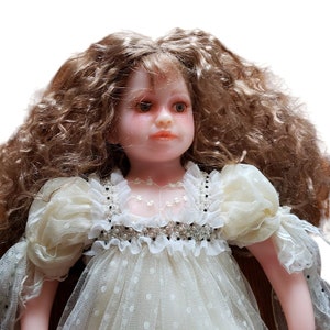 Haunted Eyes Doll Mundia Reve de Porelaine Nathalie by French Sisters Christine et Cecile 24&quot; Great for Halloween Display