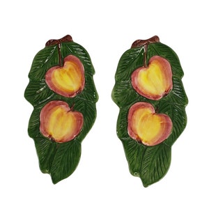 Mayólica Aceituna Plato Manzanas Cer Zeus Bassano del Grappa 9 3/4" Hecho en Italia #603