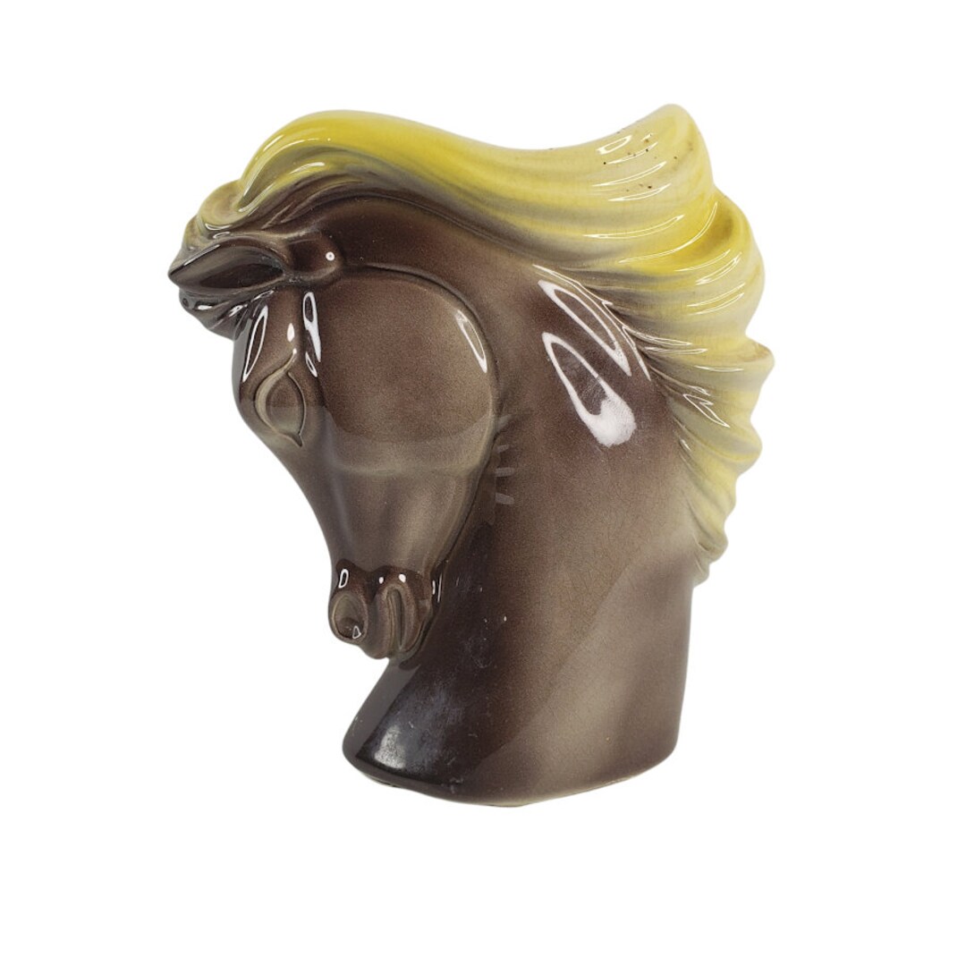 Vintage Art Pottery Figural Horse Head Vase Planter MCM C1950s Mid