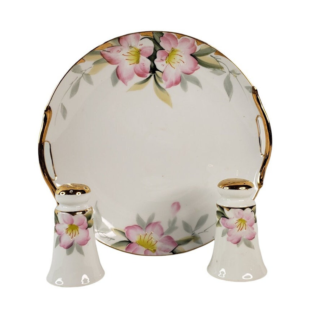 Vintage Noritake Bone China Reticulated Serving Plate With Matching Salt  and Pepper Shakers Moriage Cherry Blossom Pattern Made in Japan - Etsy