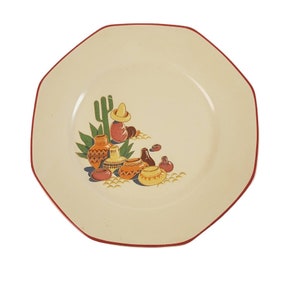 Homer Laughlin Dinner Plate 9 1/4&quot; Old Yellowstone Mexicana Various Backstamp Numbers c1940s