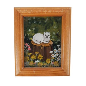 Vintage Mini Art Originale Gemälde signiert Michaela Stachel Juli 1985 Hand Made in Germany
