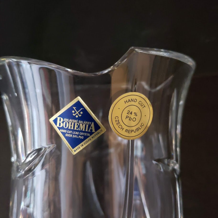 Vintage Bohemia 24% Hand Cut Lead Crystal Vase Made in Czech