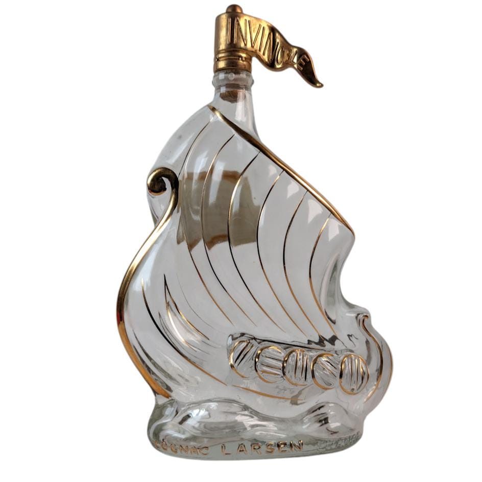 Larsen Viking Ship Invincible Cognac Liquor Bottle Collectible