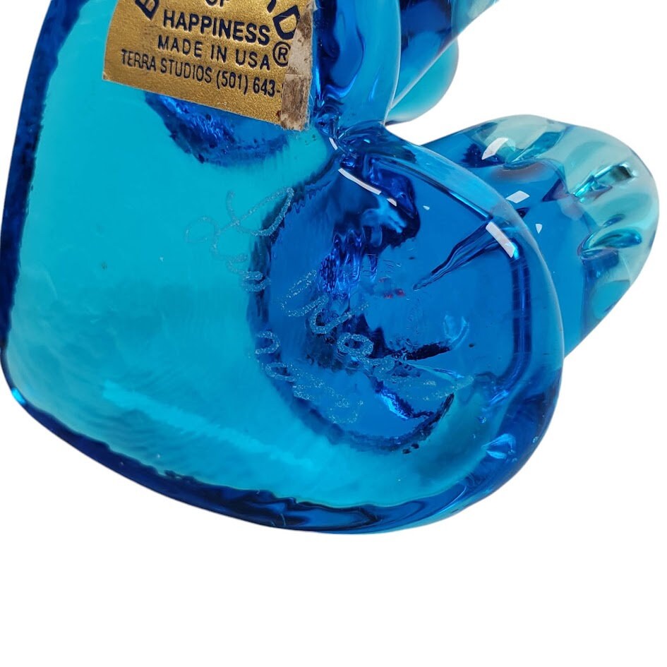 ヴィンテージ ガラス製 幸せの青い鳥 置物 単品 1998年 ペア 2000年