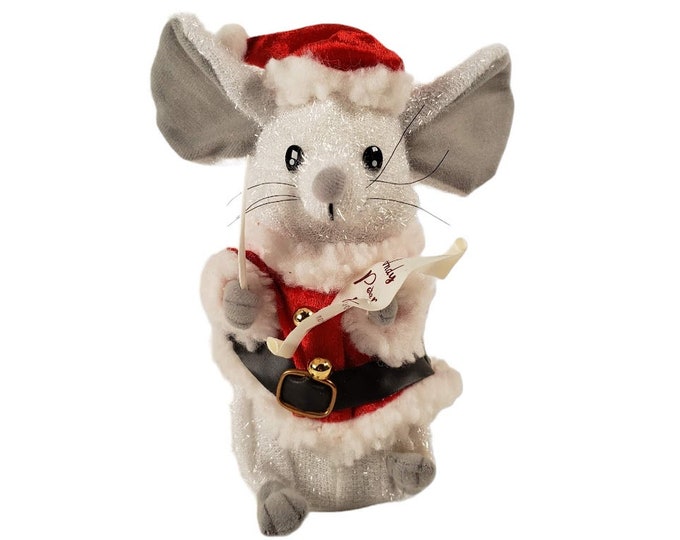 Gemmy Dancing Tinsel Christmas Plush Mouse With Santa List Plays Here