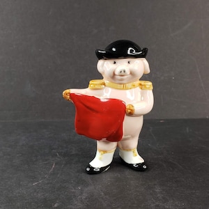 Pigodor Danbury Mint Piggies Collection Figurine Pig Toreador Waves Red Flag