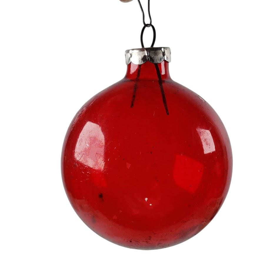 ヴィンテージガラスクリスマスオーナメント 透明メタルキャップ ピンチ