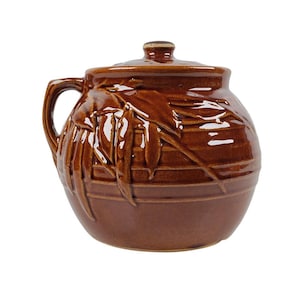 Vintage pot de haricots McCoy et couvercle 2 pintes haricot pois et motif vigne c1940