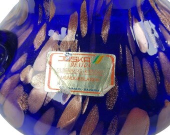 ヨスカデザイン シルバーバーグクリスタルガラス花瓶 コバルトブルー