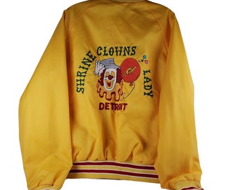 Vintage Satin Bomber Jacket Shrine Clowns Lady Detroit Shrine Circus Women's Size Large