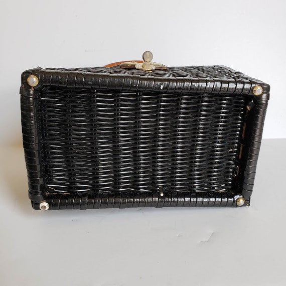 Vintage Garay Coated Wicker Purse Handbag Brass H… - image 7