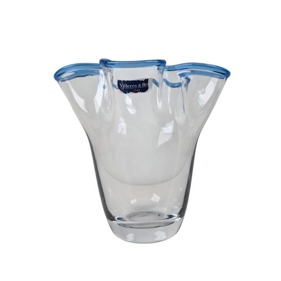 Vintage Villeroy and Boch Signature Blossom Vase Clear Glass Made in Luxembourg